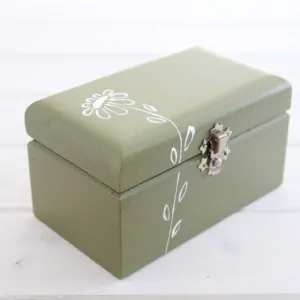 Krabička khaki, s kytkou