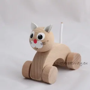 Dřevěné zvířátko - Kočička přírodní