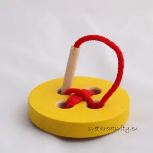 Dřevěný knoflík - Žlutý