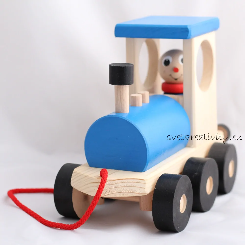 Dřevěná mašinka - Modrá