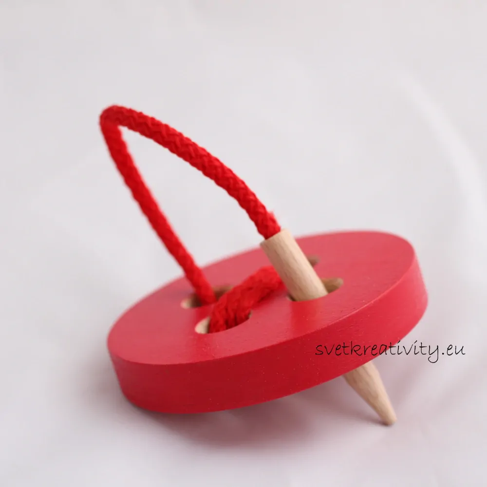 Dřevěný knoflík - Červený