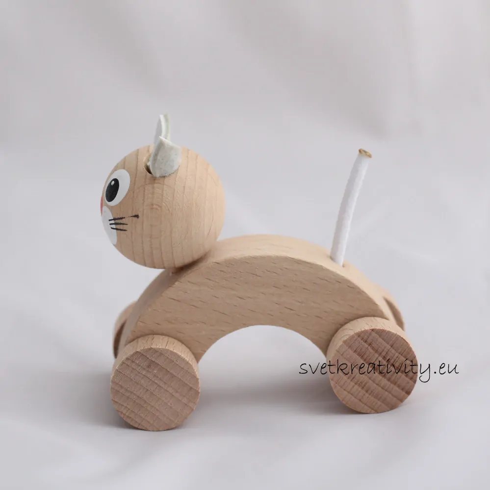 Dřevěné zvířátko - Kočička přírodní