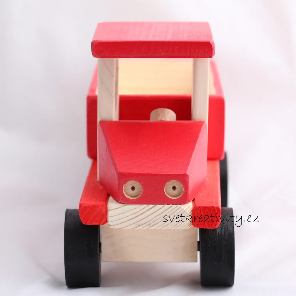 Dřevěné auto - Červený náklaďák