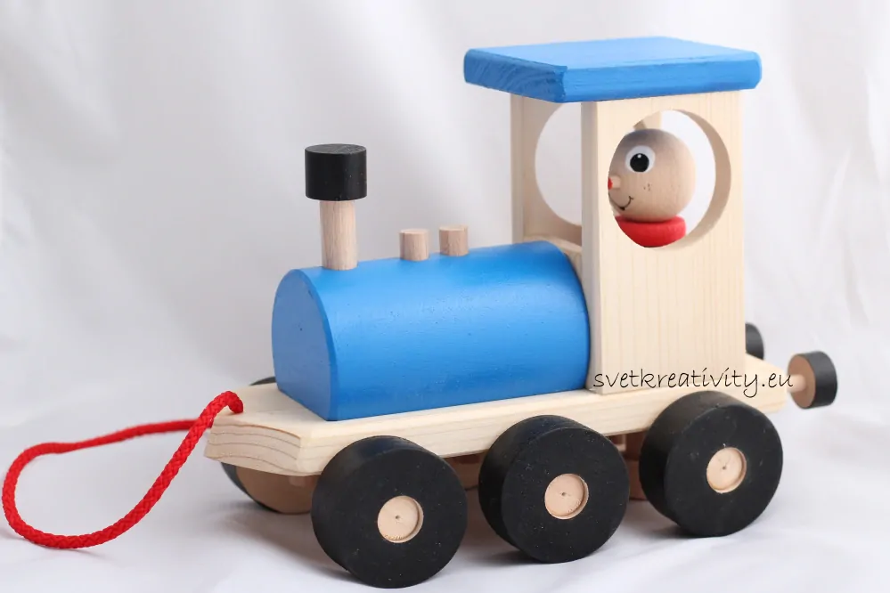 Dřevěná mašinka - Modrá