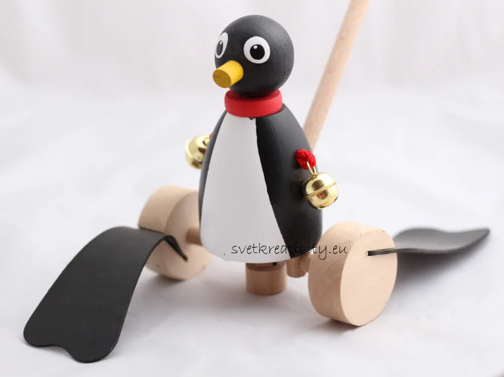Dřevěné strkadlo - Tučňák