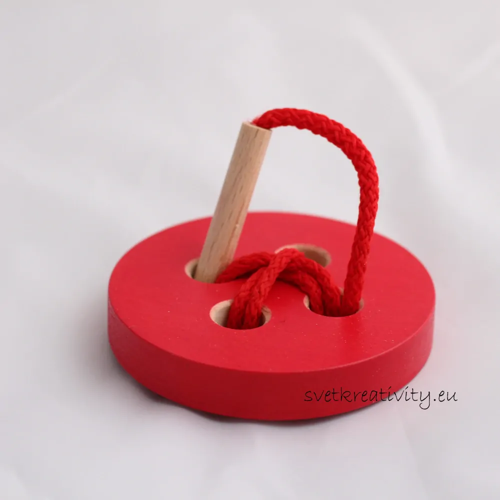 Dřevěný knoflík - Červený