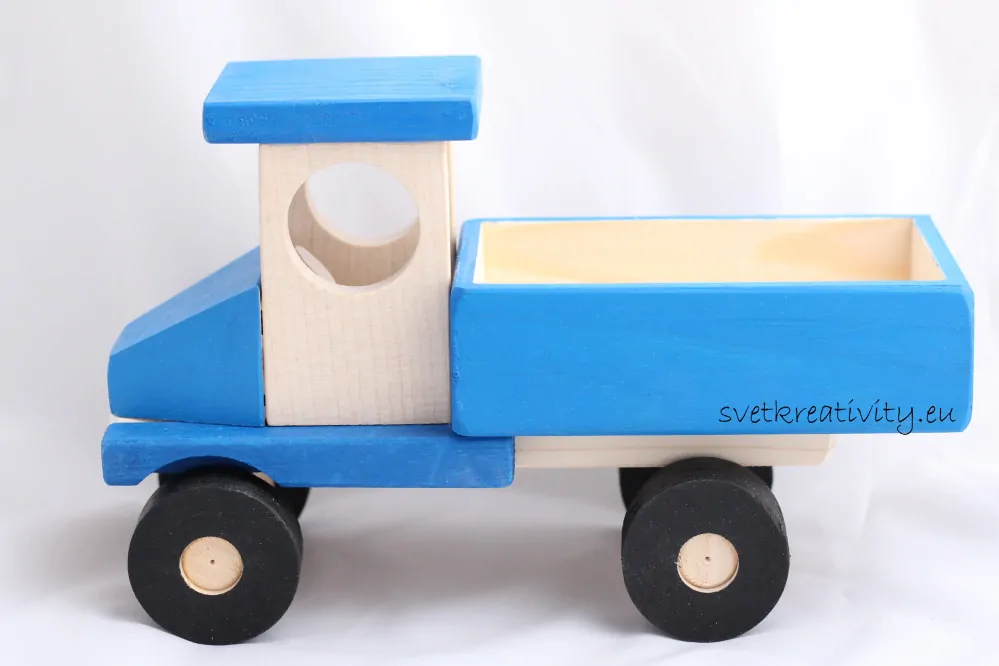 Dřevěné auto - Modrý náklaďák