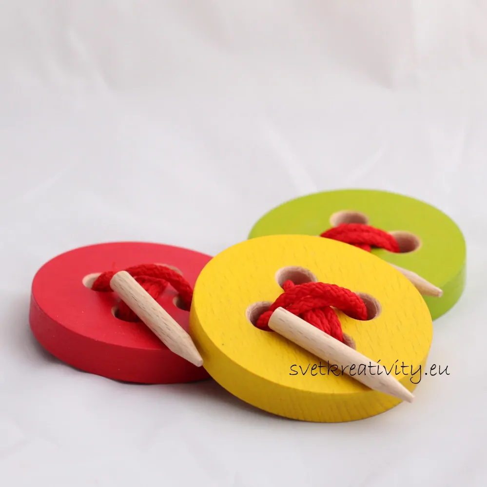 Dřevěný knoflík - Červený