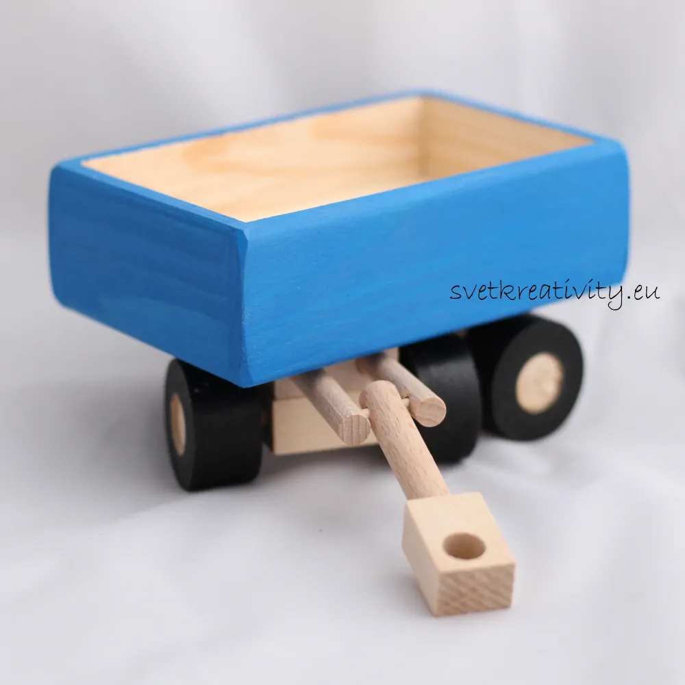 Dřevěný traktor - Modrý